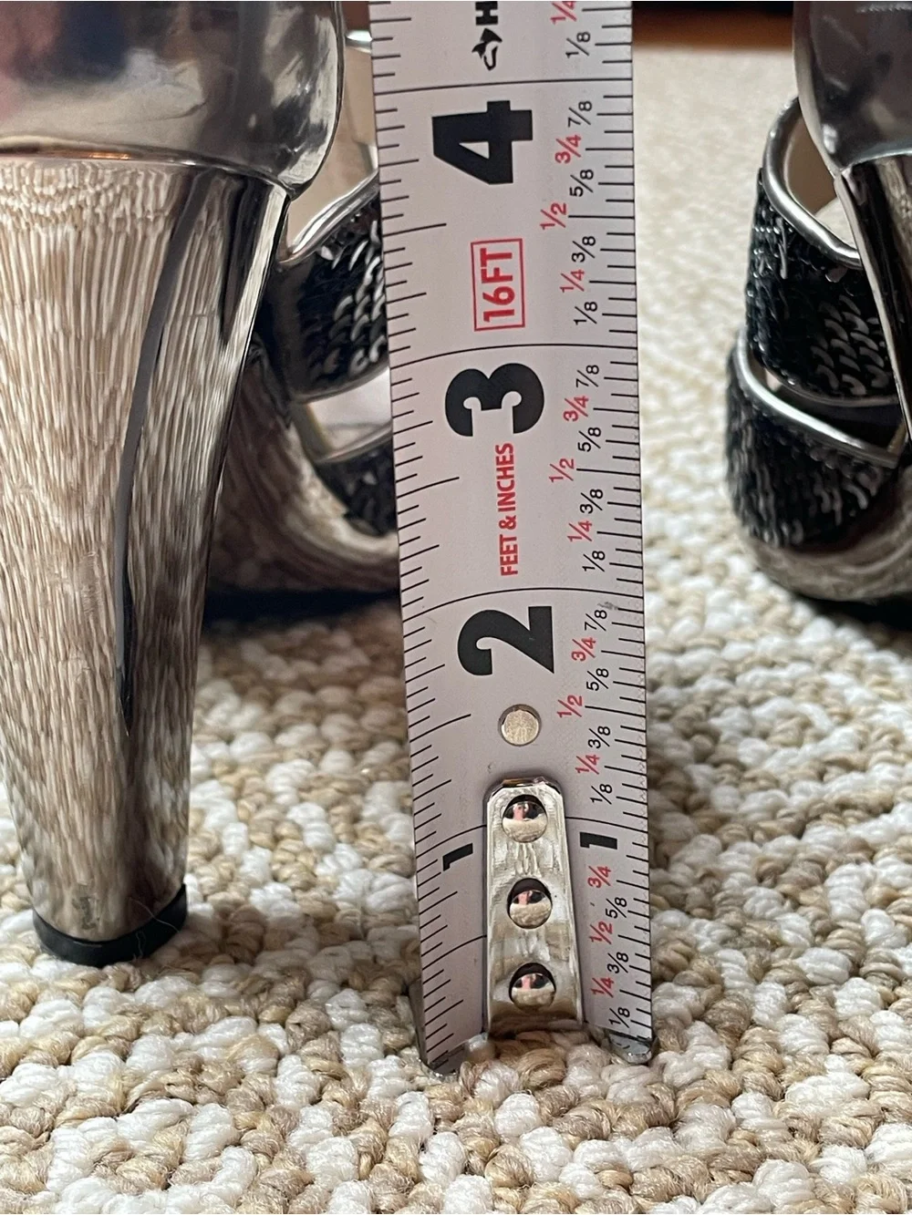 Michael Kors Berkley Sequin T-Strap Heels - Gunmetal Silver Size 9